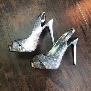Guess Silver Sparkly Heels